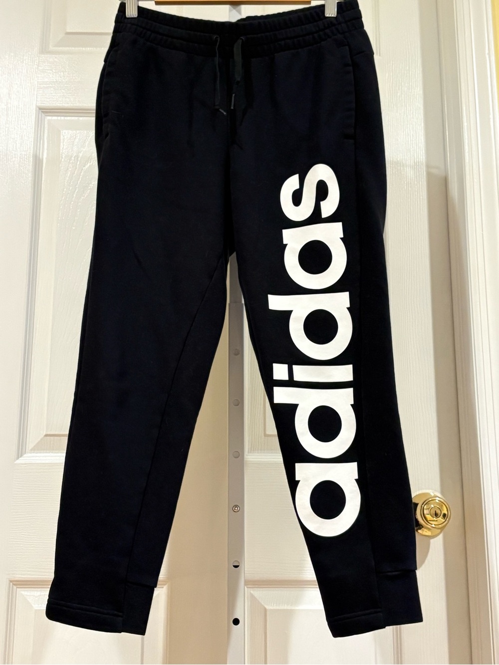 adidas Black Jogger Pants with Bold White Logo